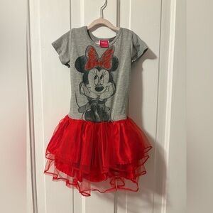 Disney Minnie Mouse Red Tutu Dress 4/5 Glitter Bow